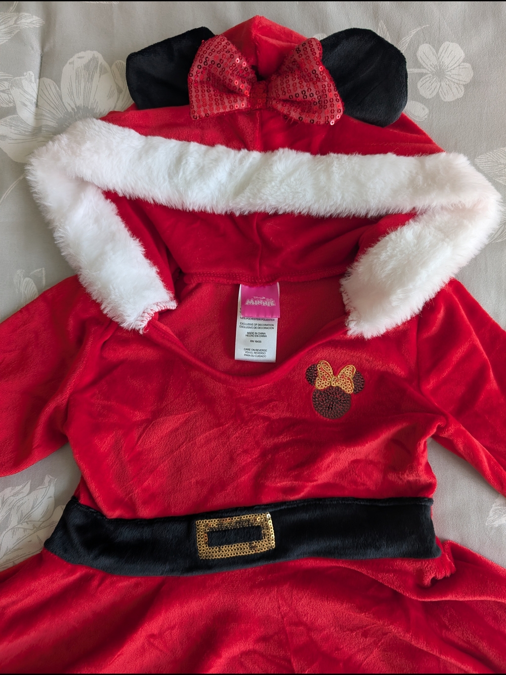 Disney Minnie Mouse Red Sequin Hooded Holiday Dress